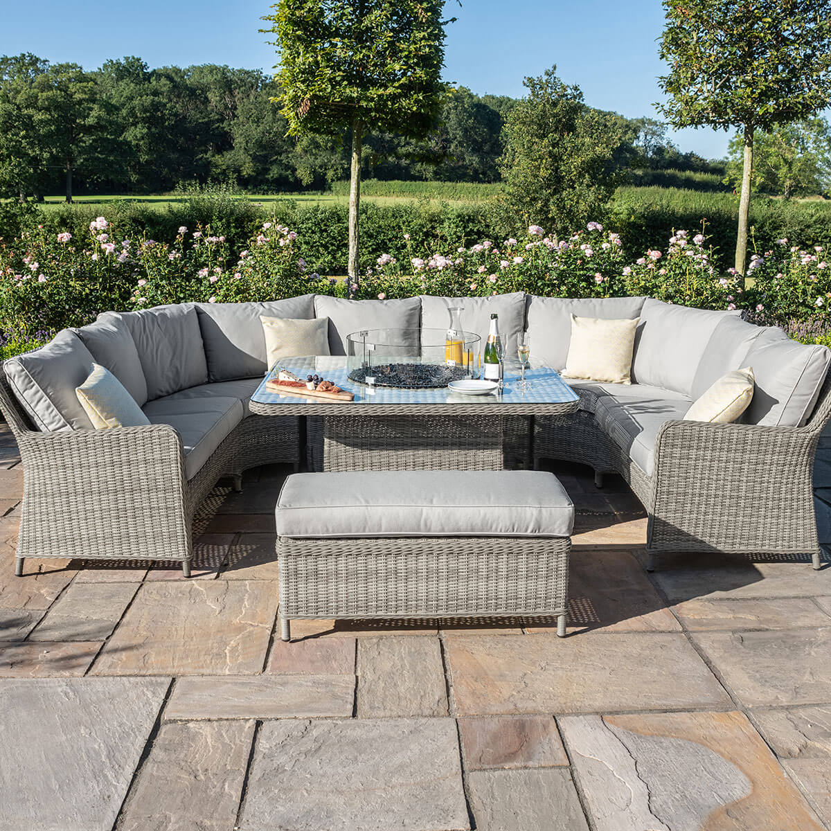 Oxford Royal U-Shaped Sofa Set with Fire Pit