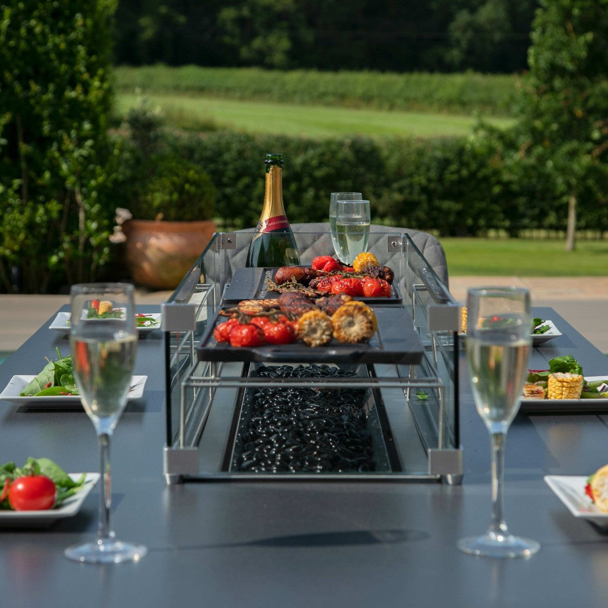 Pulse Rectangular Corner Dining Set with Fire Pit
