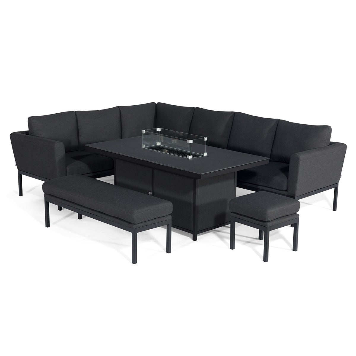 Pulse Rectangular Corner Dining Set with Fire Pit