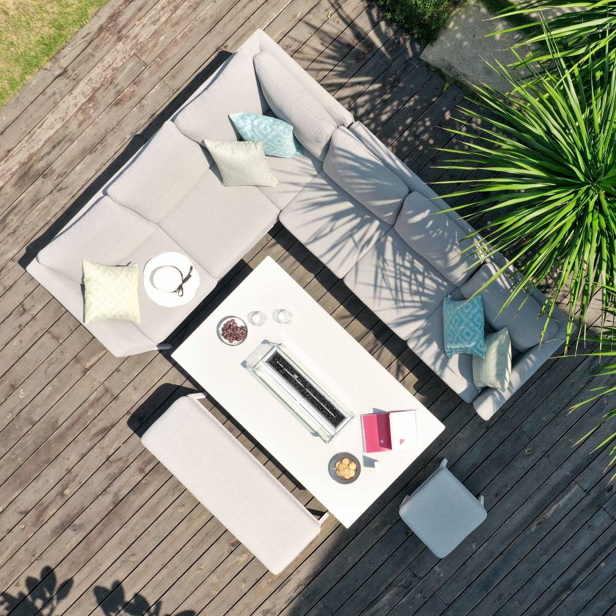 Pulse Rectangular Corner Dining Set with Fire Pit