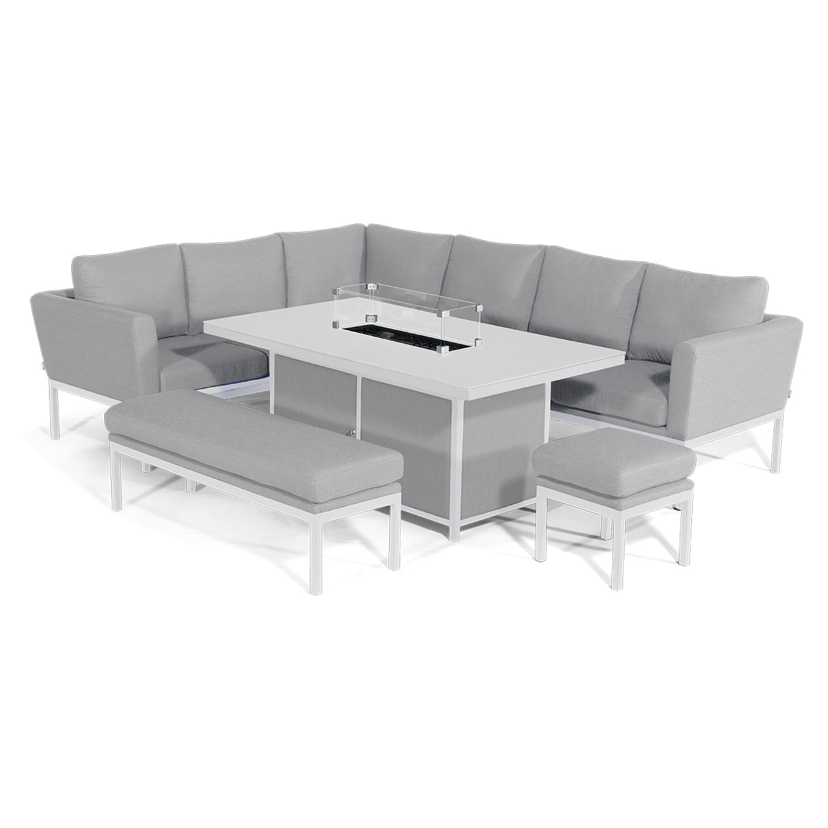 Pulse Rectangular Corner Dining Set with Fire Pit