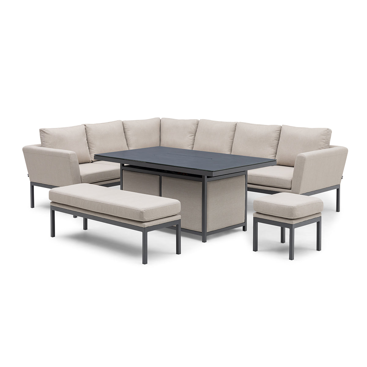 Pulse Rectangular Corner Dining Set with Fire Pit