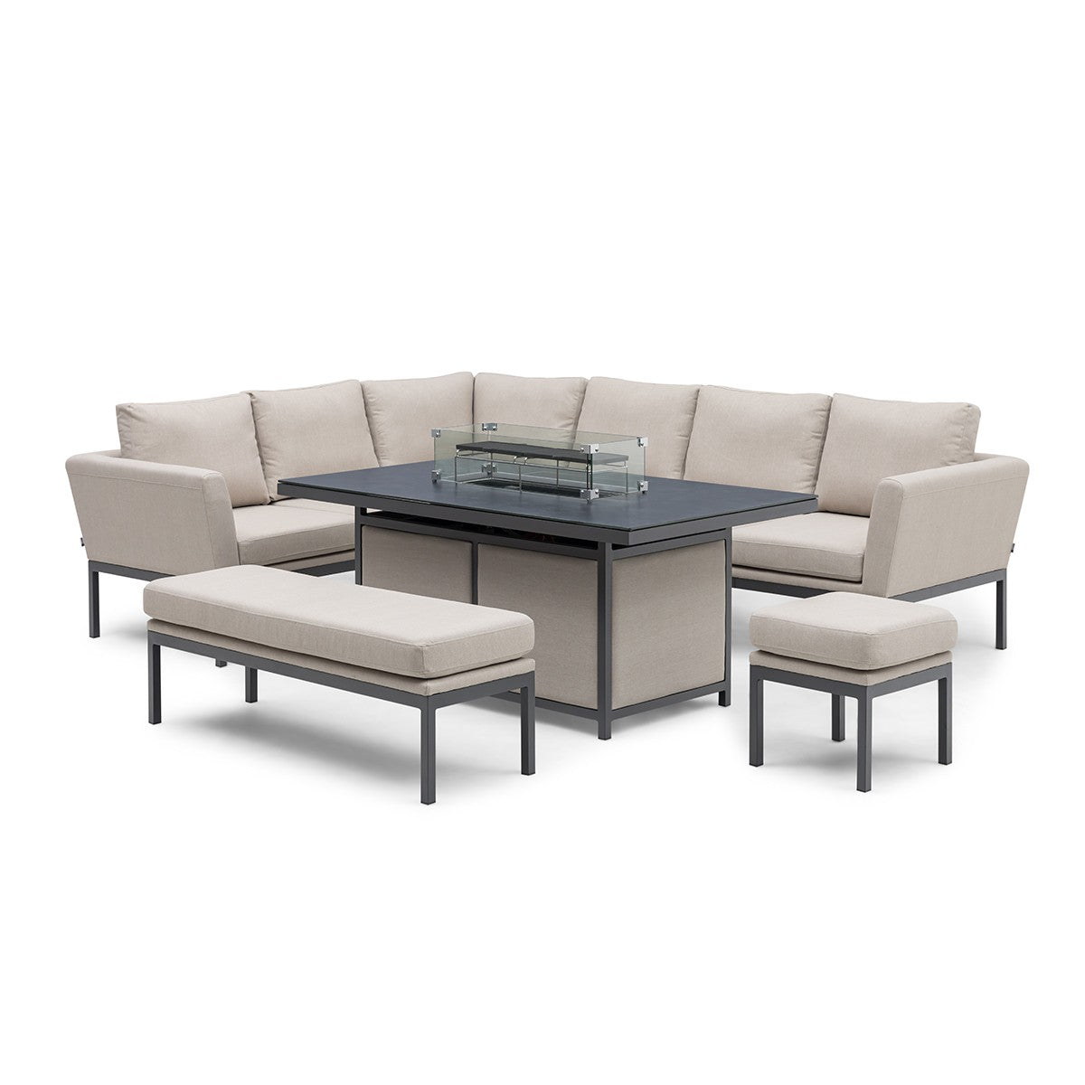 Pulse Rectangular Corner Dining Set with Fire Pit