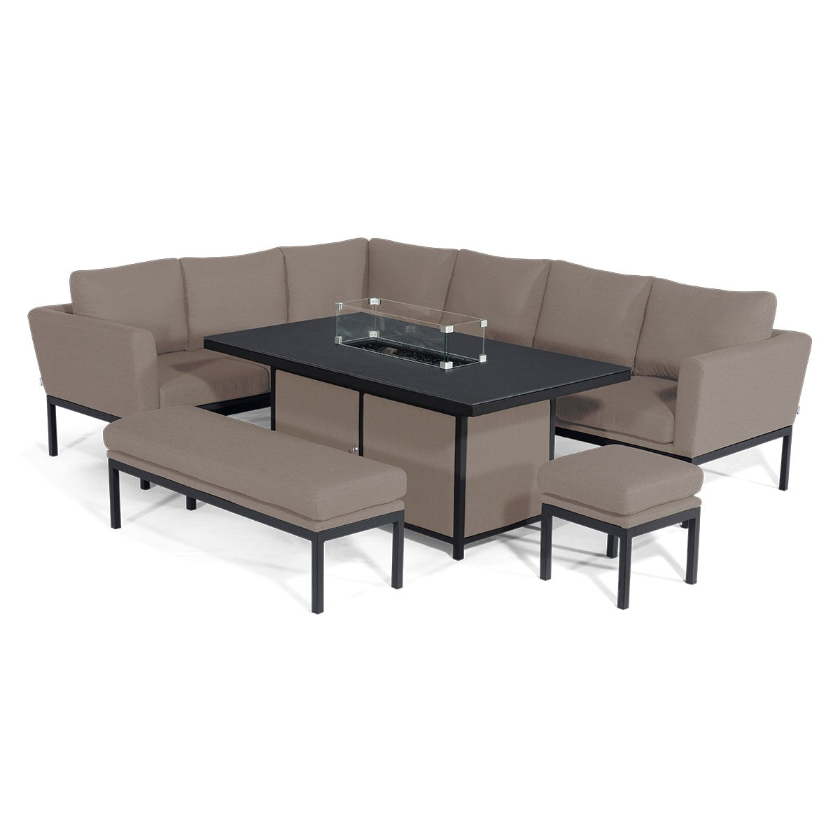 Pulse Rectangular Corner Dining Set with Fire Pit
