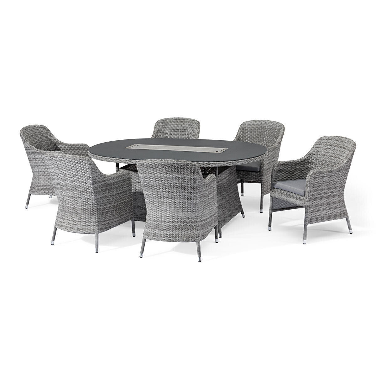 Santorini 6 Seat Oval Fire Pit Dining Set