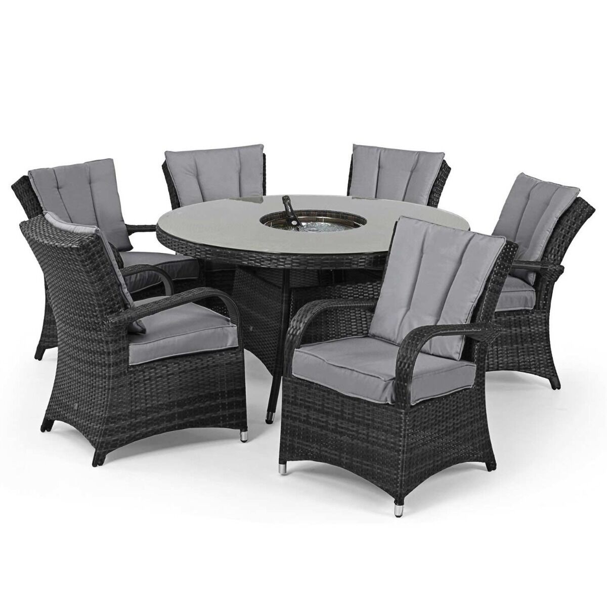 Texas 6 Seat Round Ice Bucket Dining Set with Lazy Susan