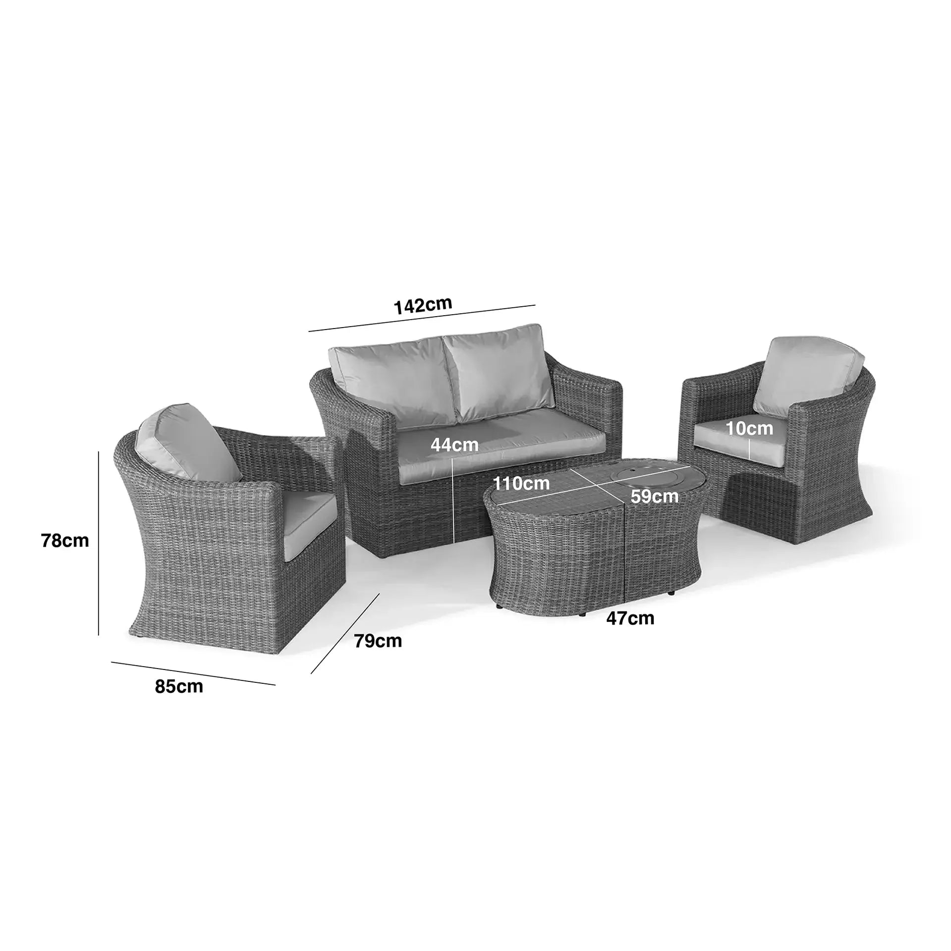 Winchester 2 Seat Sofa Set with Fire Pit