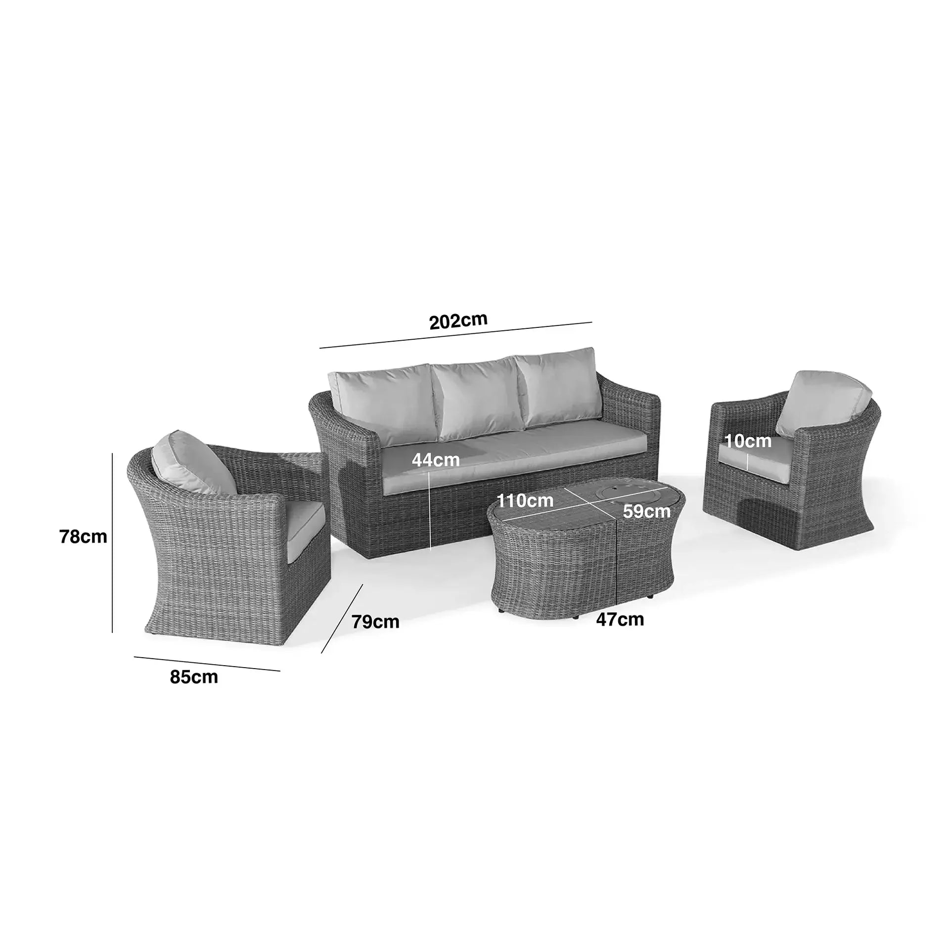 Winchester 3 Seat Sofa Set with Fire Pit