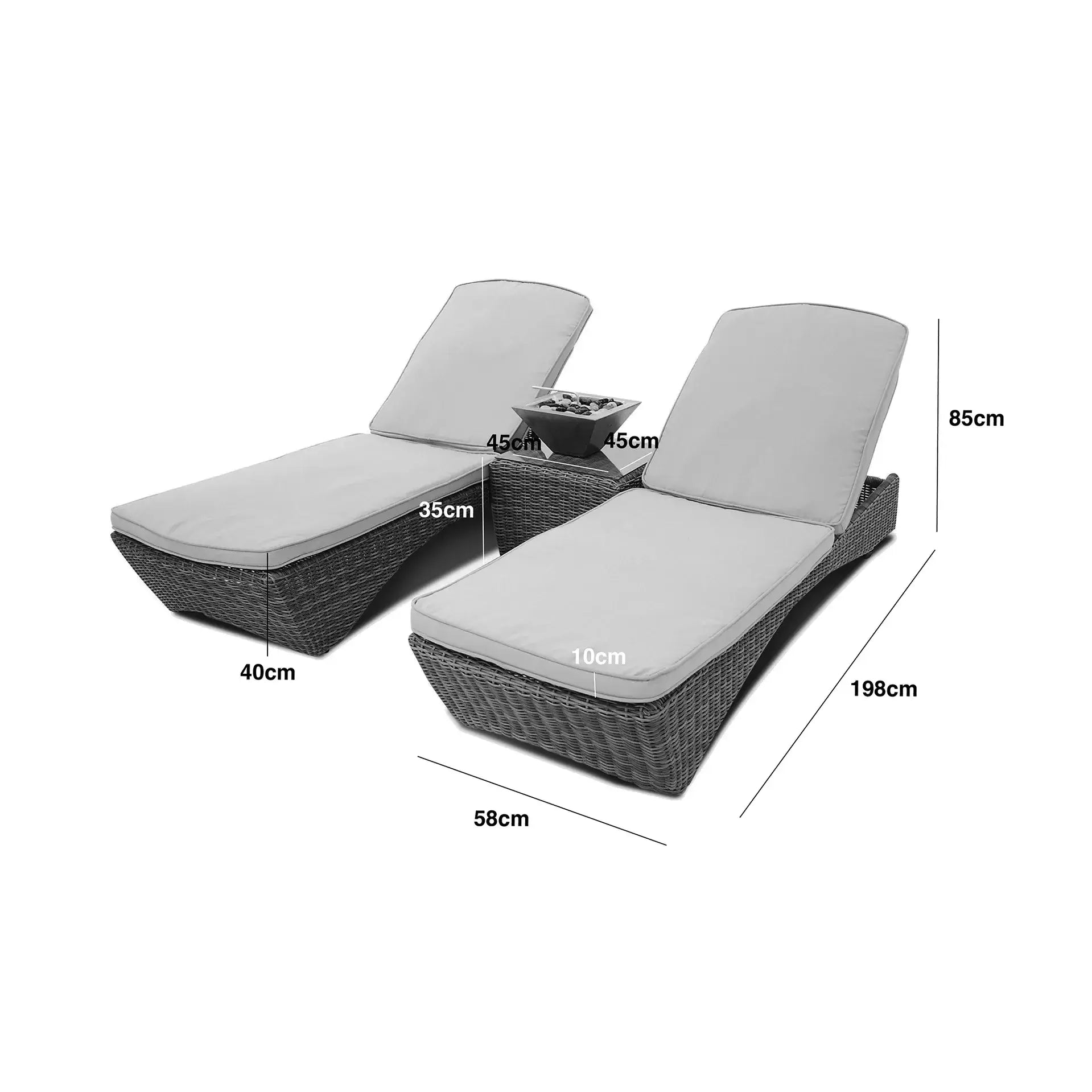 Winchester 3pc Sunlounger Set