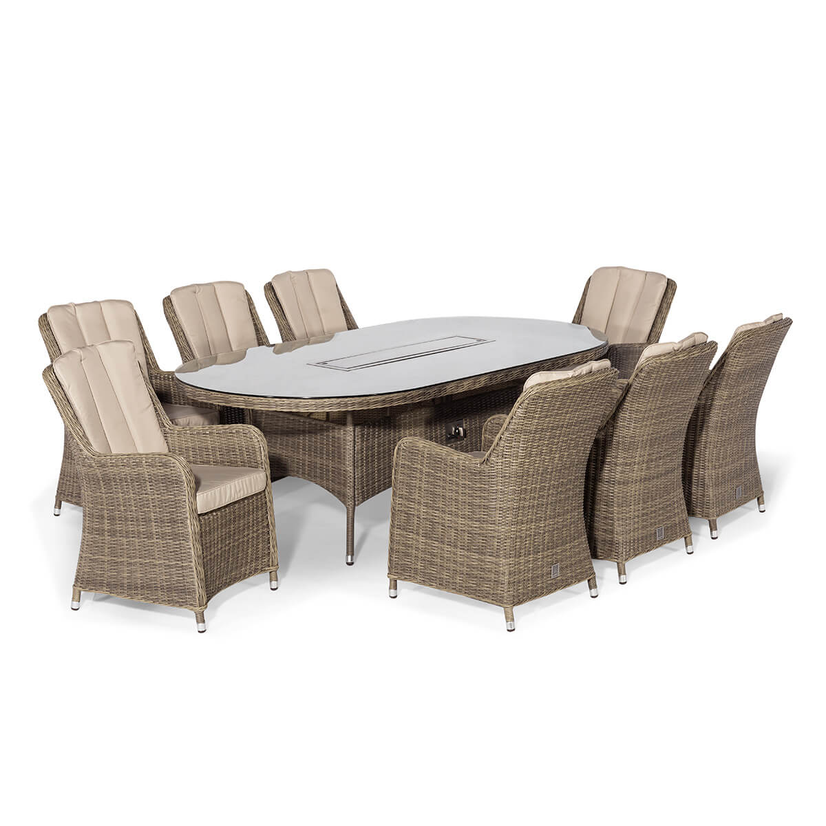 Winchester 8 Seat Oval Fire Pit Dining Set with Venice Chairs