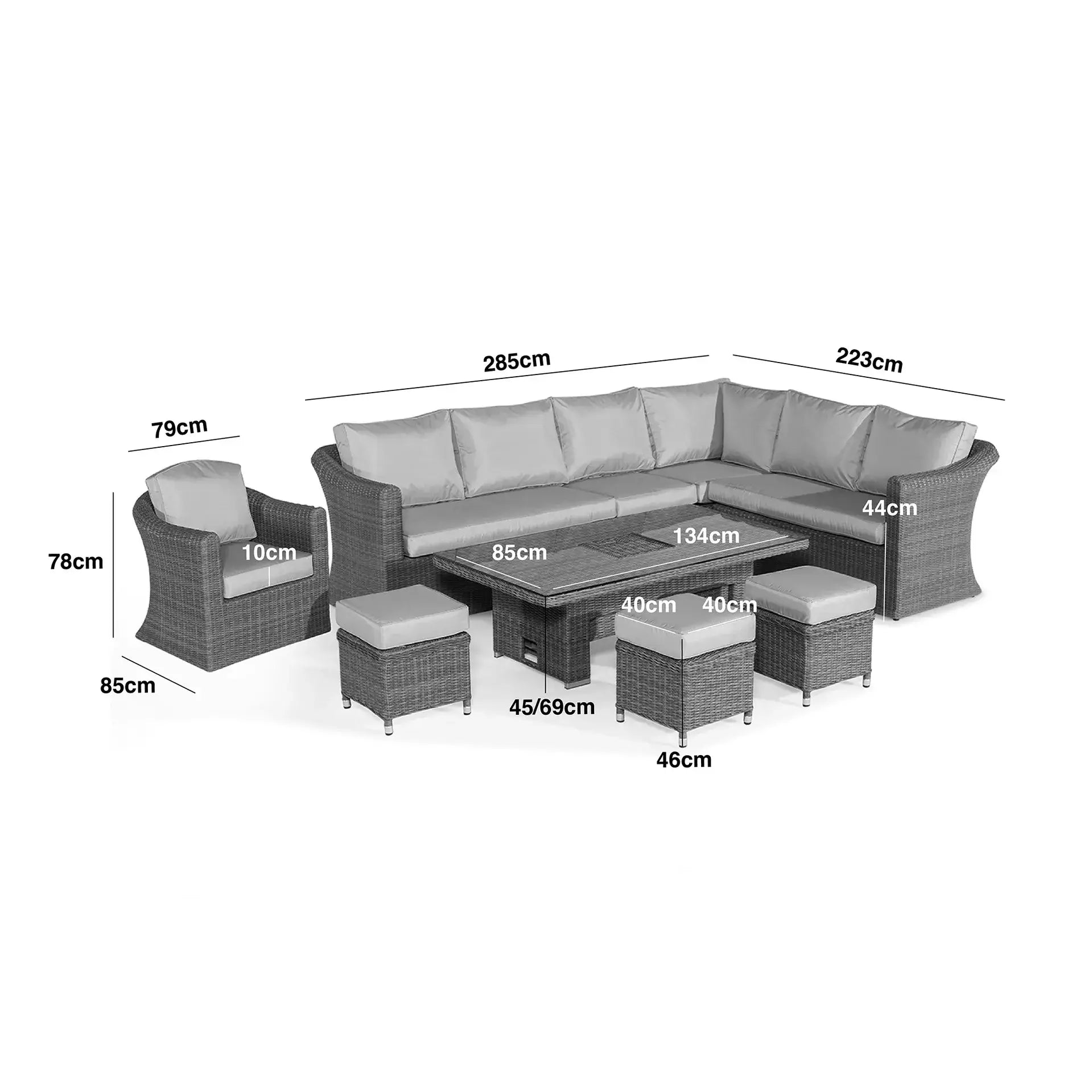 Winchester Deluxe Corner Dining Set with Rising Table & Chair