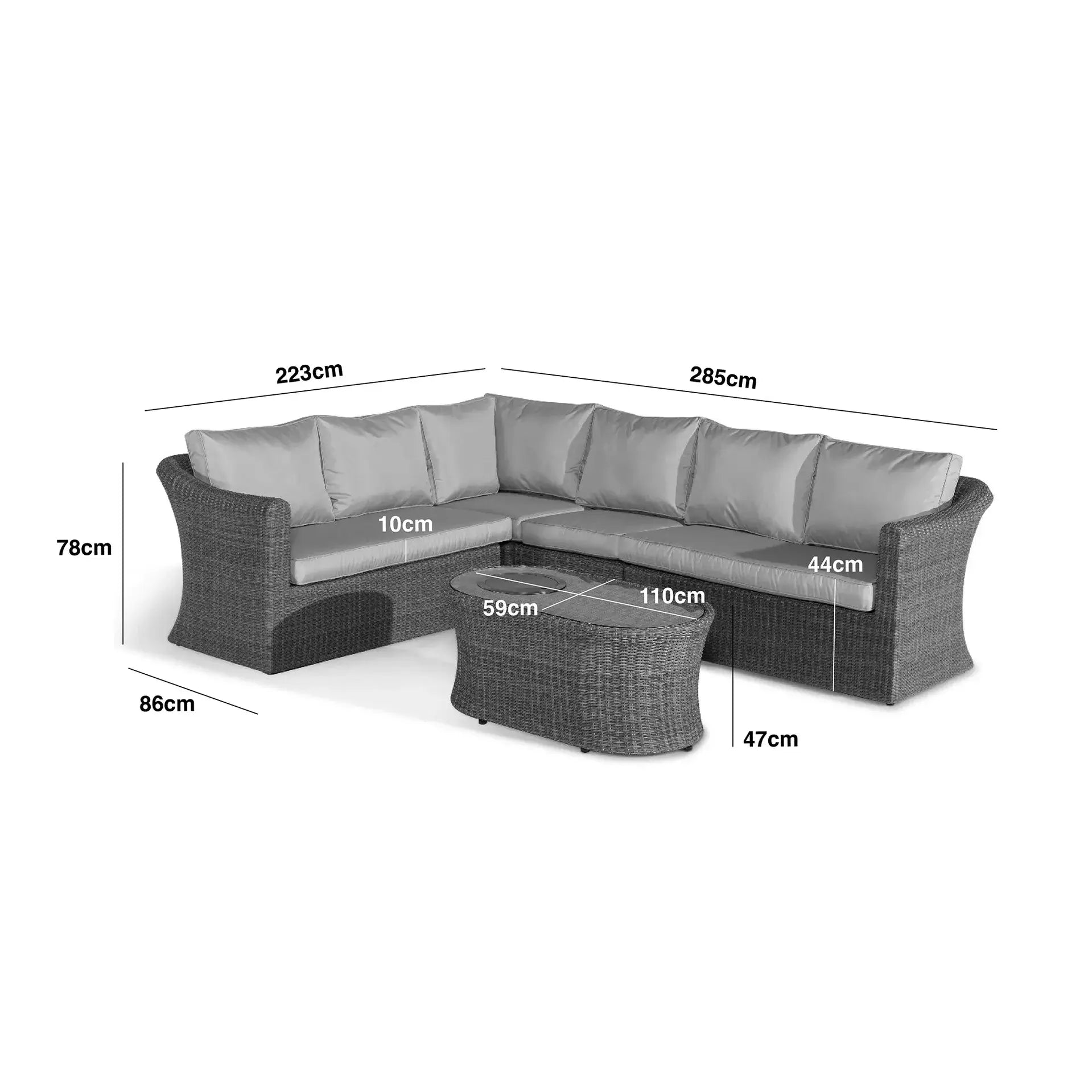 Winchester Large Corner Sofa Set with Fire Pit