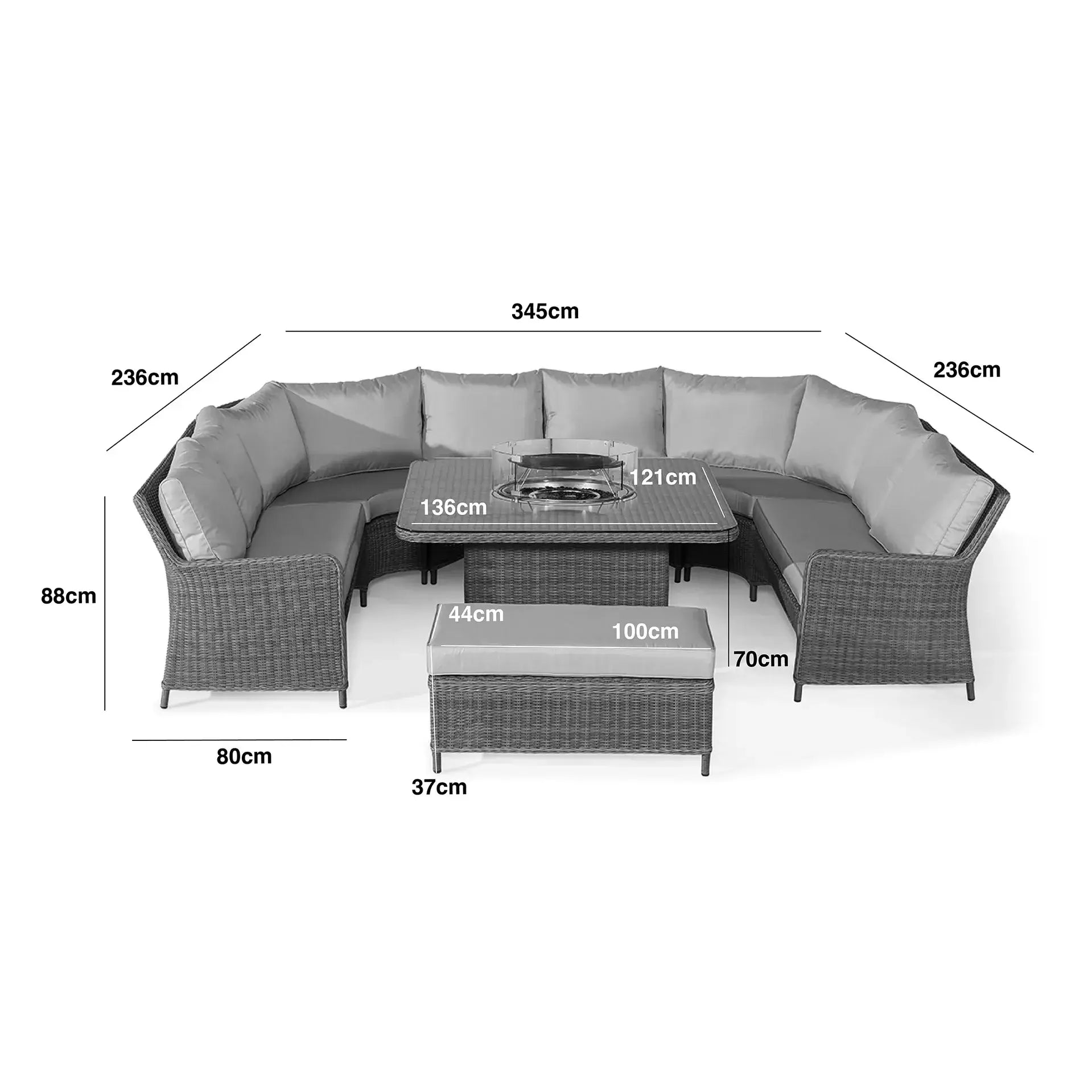 Winchester Royal U-Shaped Sofa Set with Fire Pit