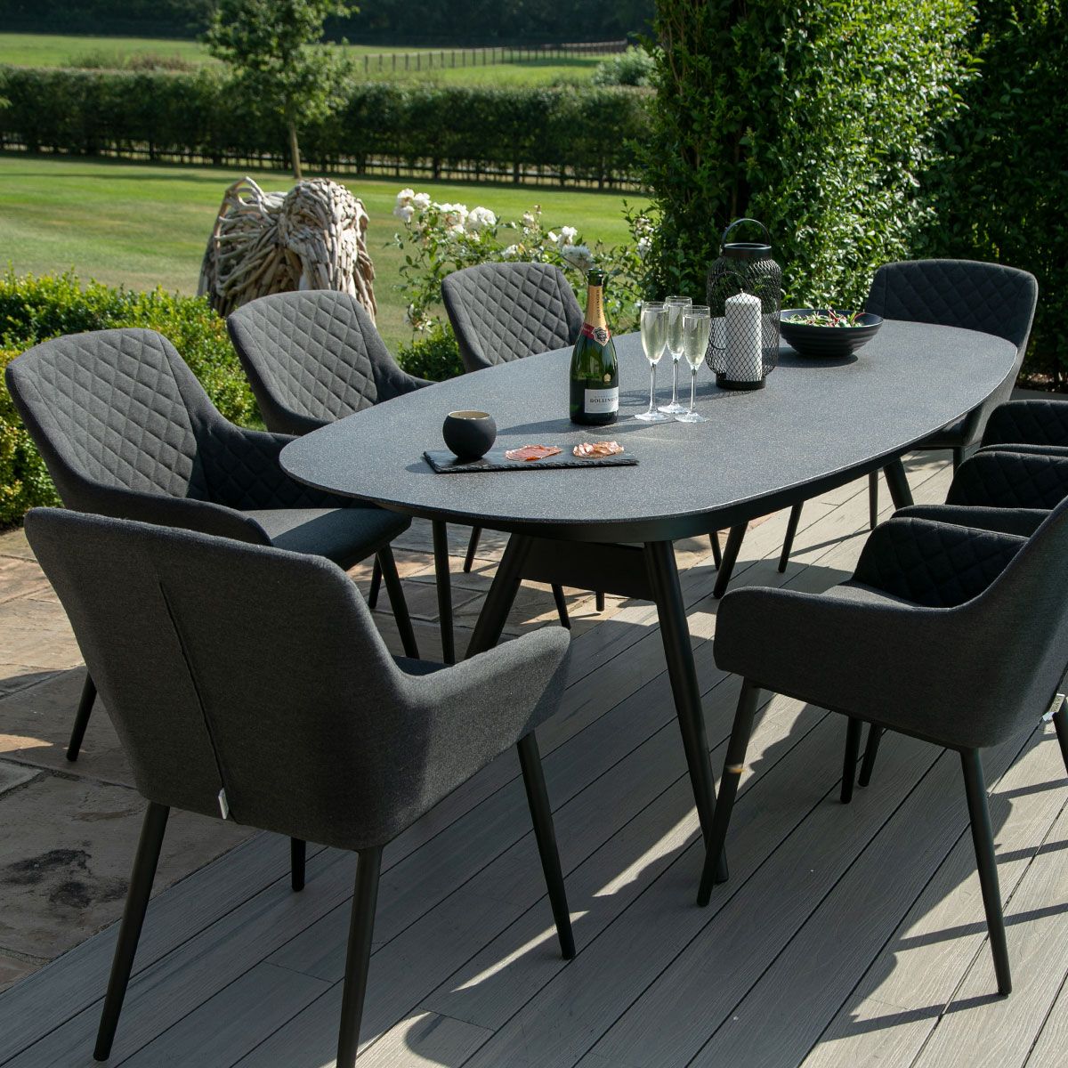 Zest 8 Seat Rectangular Fire Pit Dining Set