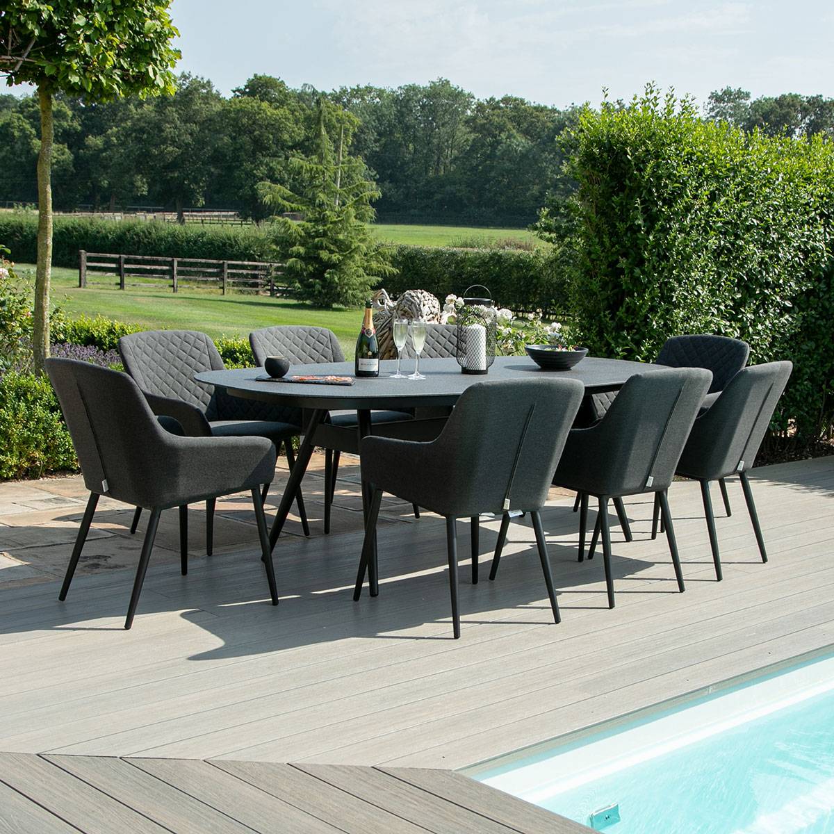 Zest 8 Seat Rectangular Fire Pit Dining Set