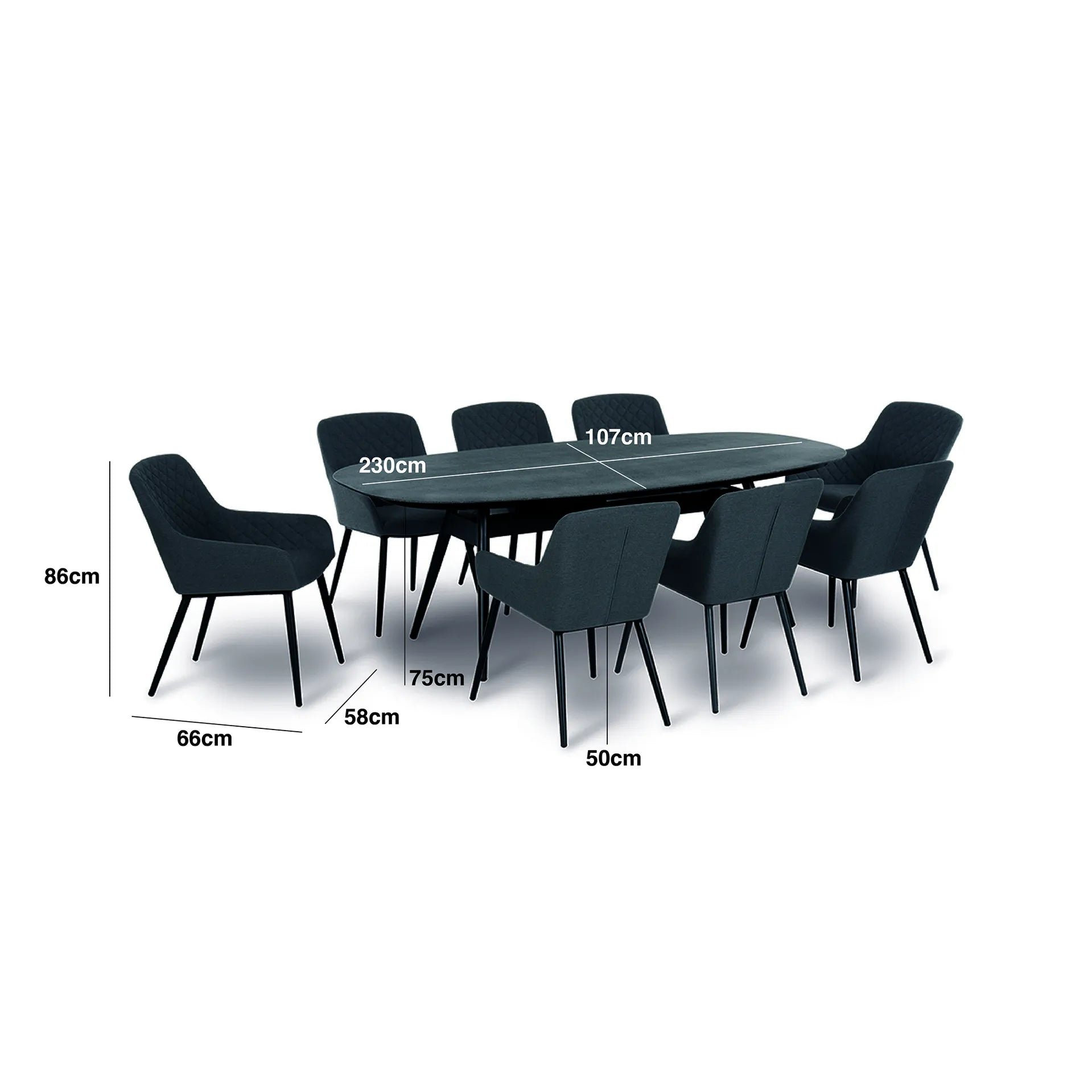 Zest 8 Seat Oval Dining Set