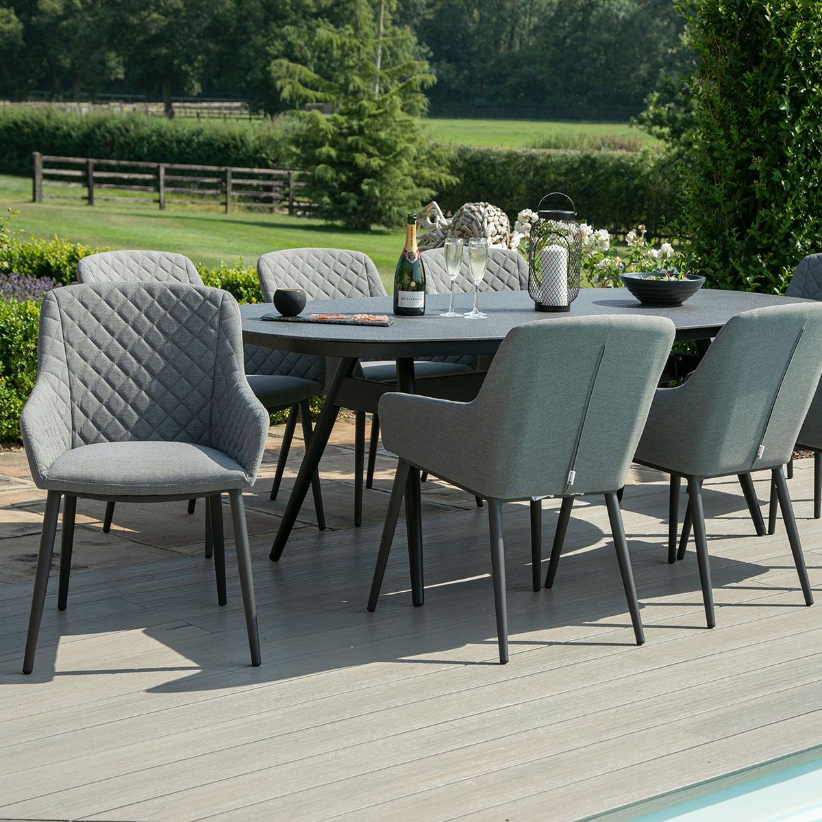 Zest 8 Seat Rectangular Fire Pit Dining Set