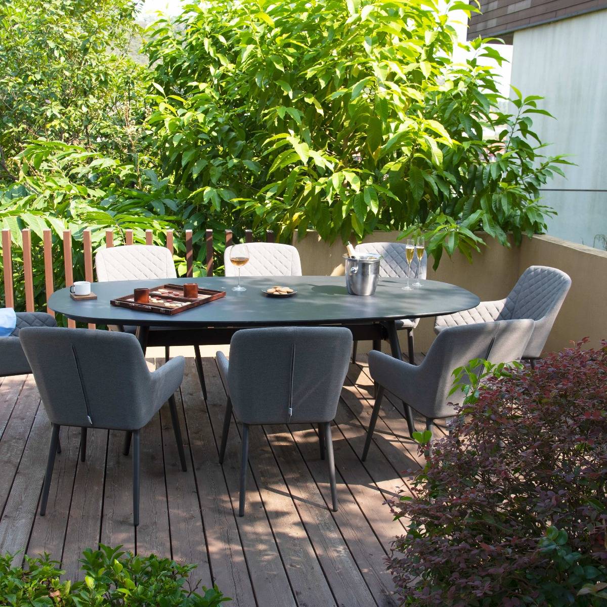 Zest 8 Seat Rectangular Fire Pit Dining Set