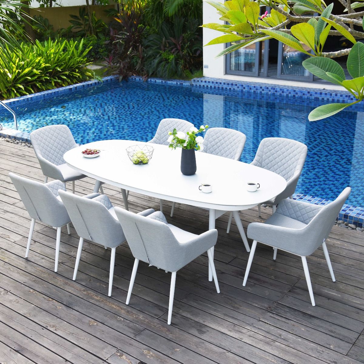 Zest 8 Seat Rectangular Fire Pit Dining Set