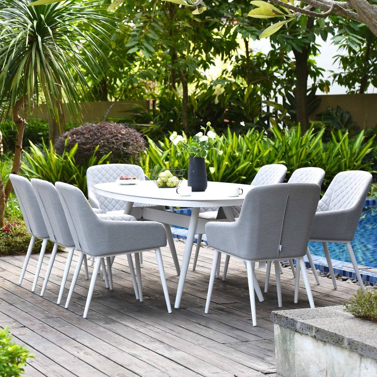 Zest 8 Seat Rectangular Fire Pit Dining Set