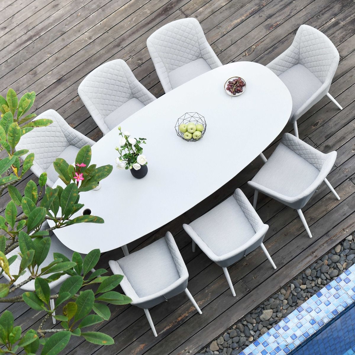 Zest 8 Seat Rectangular Fire Pit Dining Set