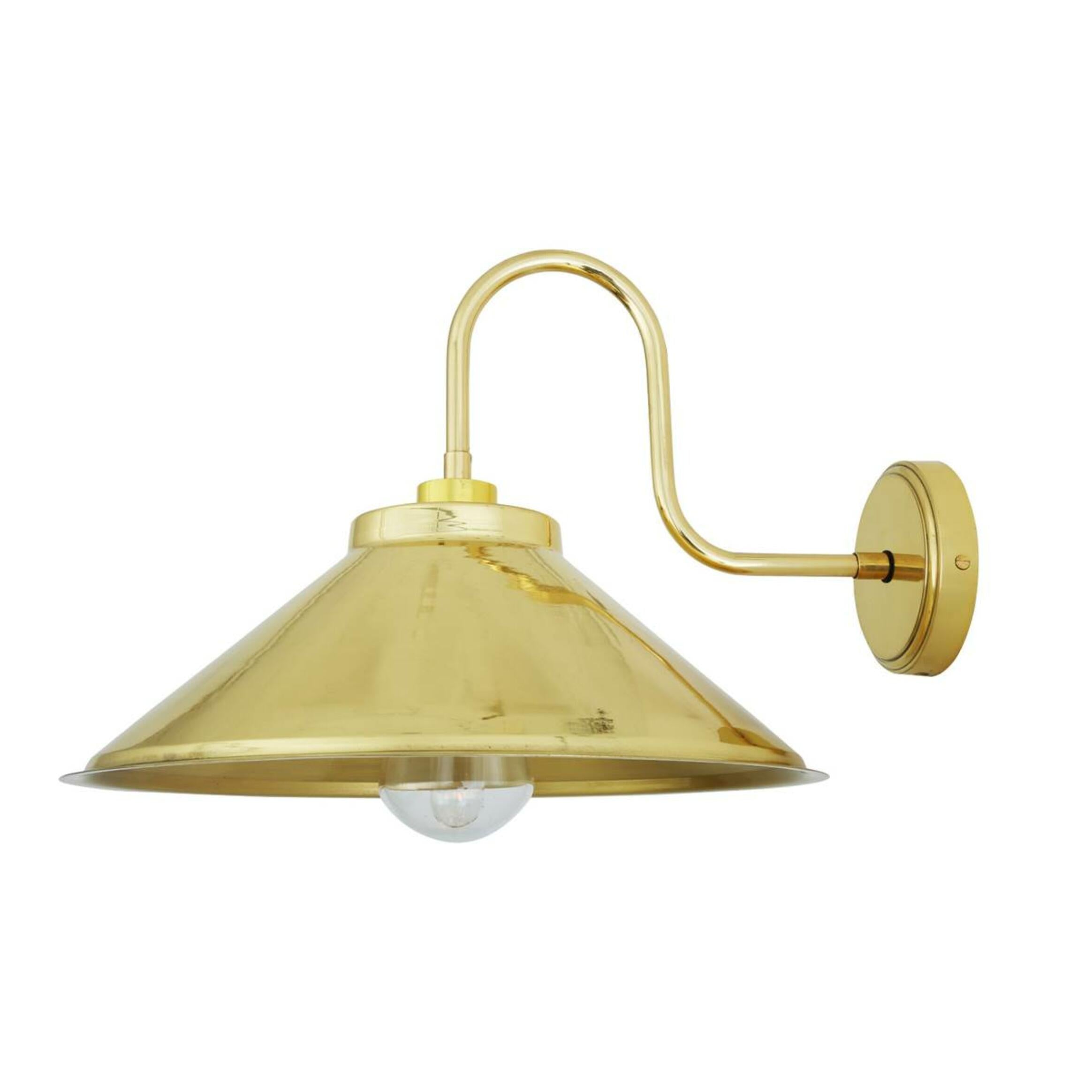 Mullan Nerissa Brass Swan Neck Wall Light - IP65 Rated